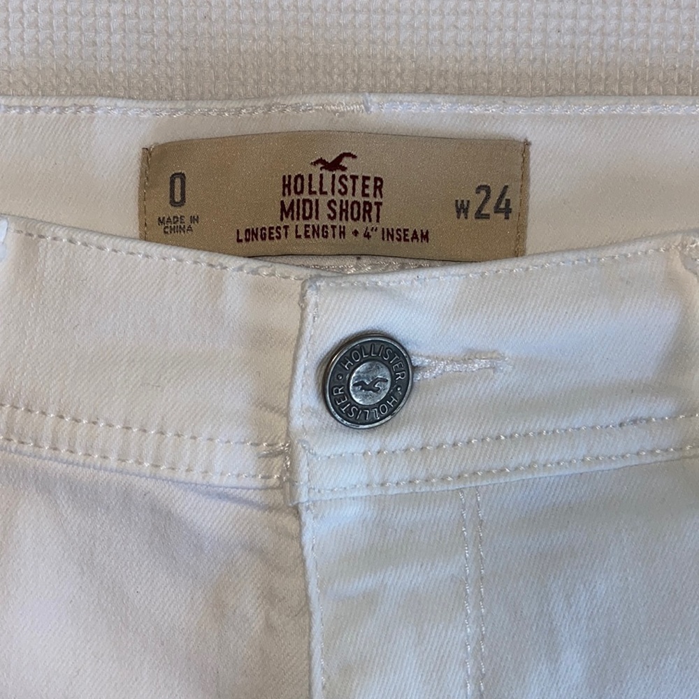 Hollister Midi Shorts Size 0 W 24 White Jeans - Picture 3 of 11